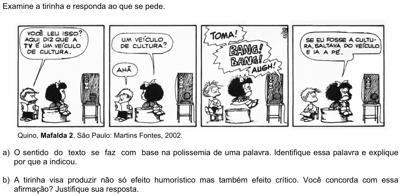 Questão P01 no caderno Português da 2ª fase da FUVEST 2009