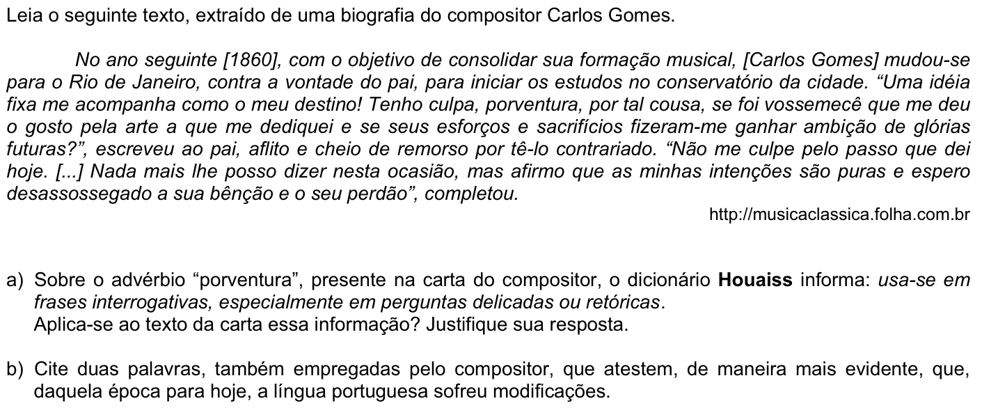 Questão P03 no caderno Português da 2ª fase da FUVEST 2009