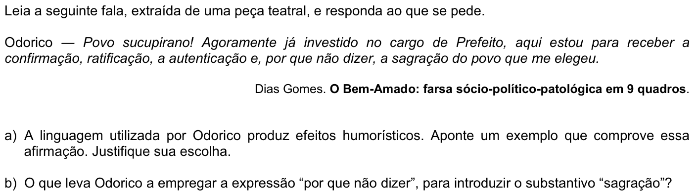 Questão P05 no caderno Português da 2ª fase da FUVEST 2009