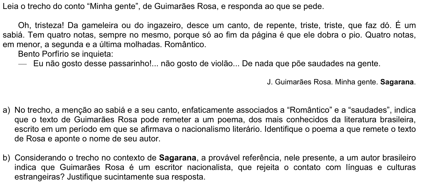 Questão P10 no caderno Português da 2ª fase da FUVEST 2009