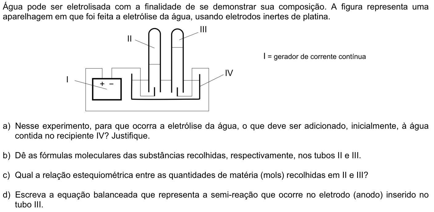 Questão Q01 no caderno Química da 2ª fase da FUVEST 2009