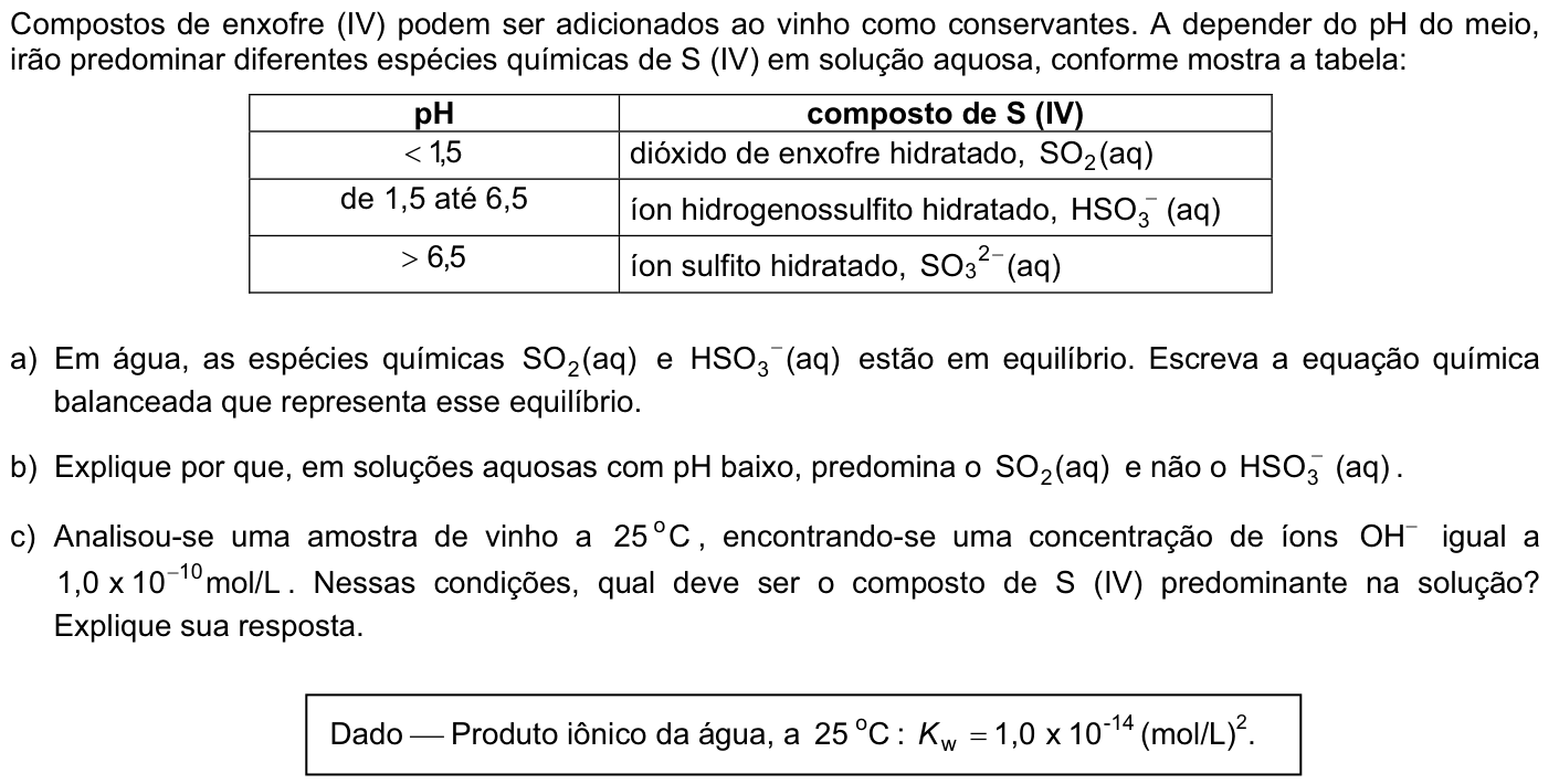 Questão Q03 no caderno Química da 2ª fase da FUVEST 2009