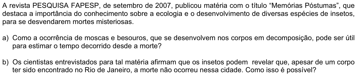 Questão B07 no caderno Biologia da 2ª fase da FUVEST 2008