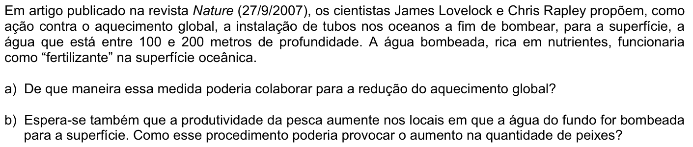 Questão B09 no caderno Biologia da 2ª fase da FUVEST 2008