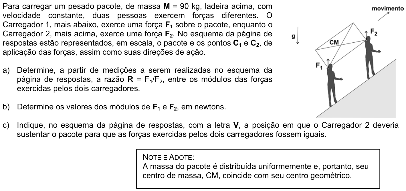Questão F01 no caderno Física da 2ª fase da FUVEST 2008