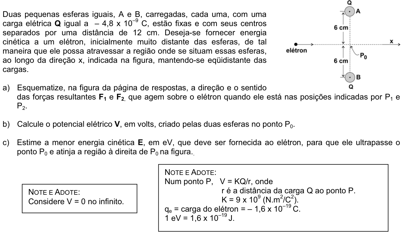 Questão F08 no caderno Física da 2ª fase da FUVEST 2008