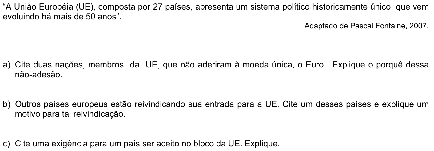 Questão G02 no caderno Geografia da 2ª fase da FUVEST 2008