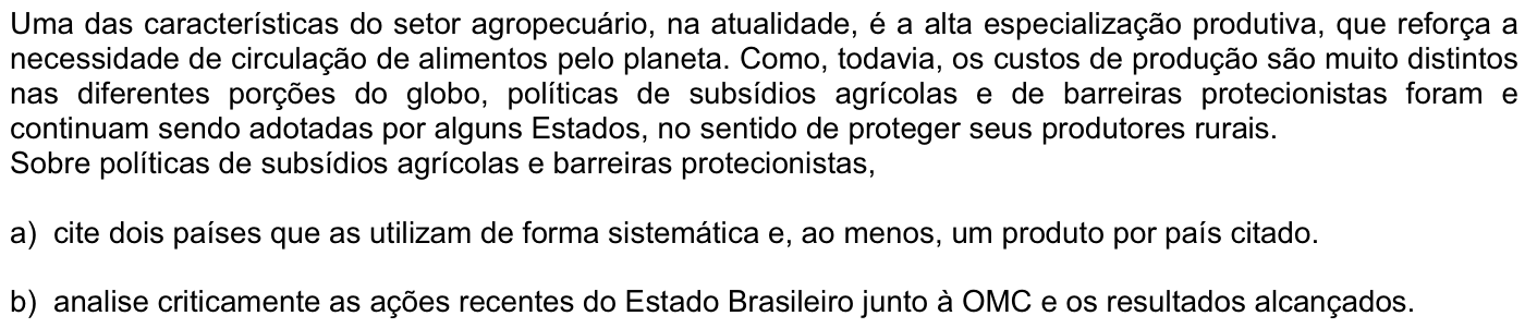 Questão G04 no caderno Geografia da 2ª fase da FUVEST 2008