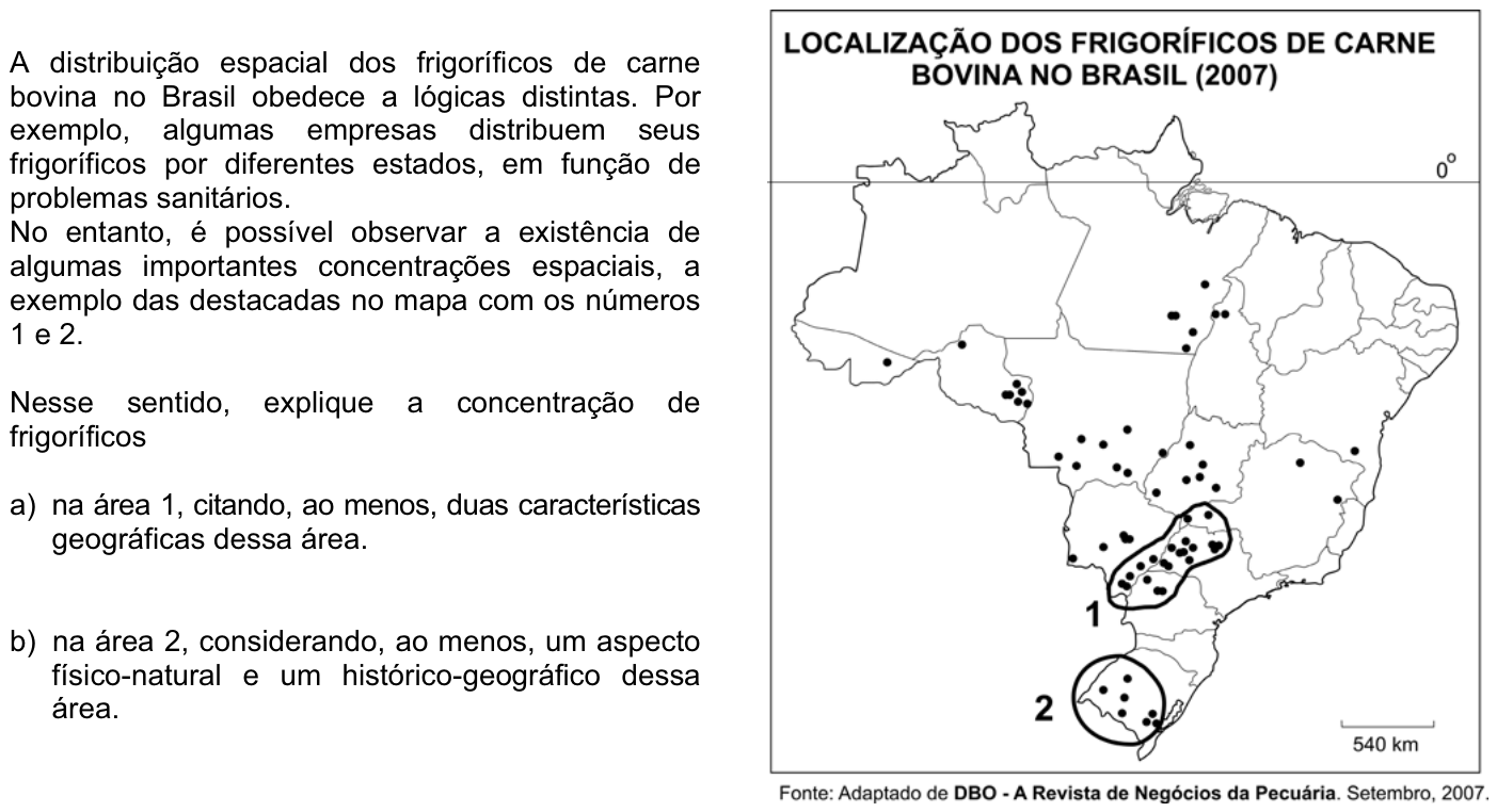 Questão G05 no caderno Geografia da 2ª fase da FUVEST 2008