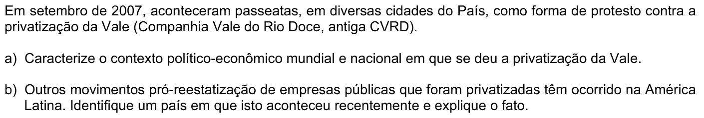 Questão G06 no caderno Geografia da 2ª fase da FUVEST 2008