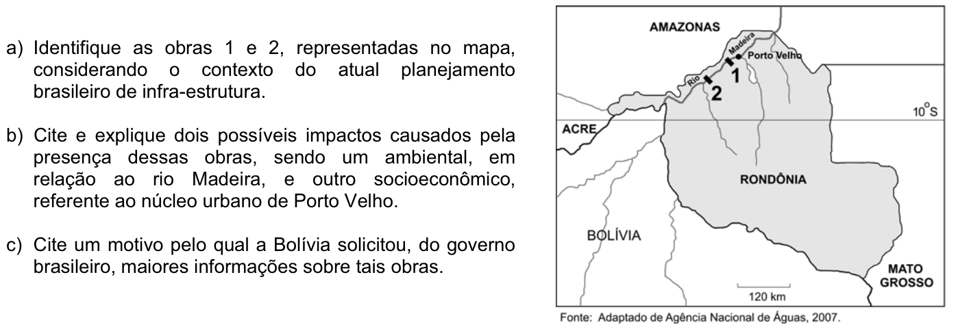 Questão G08 no caderno Geografia da 2ª fase da FUVEST 2008