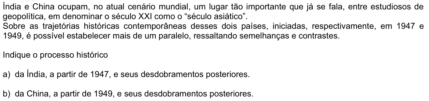 Questão H10 no caderno História da 2ª fase da FUVEST 2008