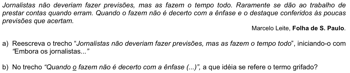 Questão P01 no caderno Português da 2ª fase da FUVEST 2008