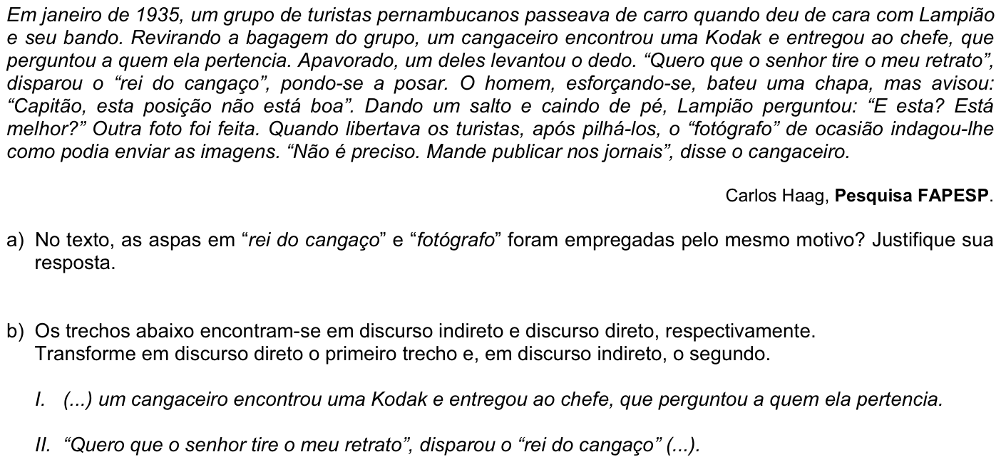 Questão P03 no caderno Português da 2ª fase da FUVEST 2008