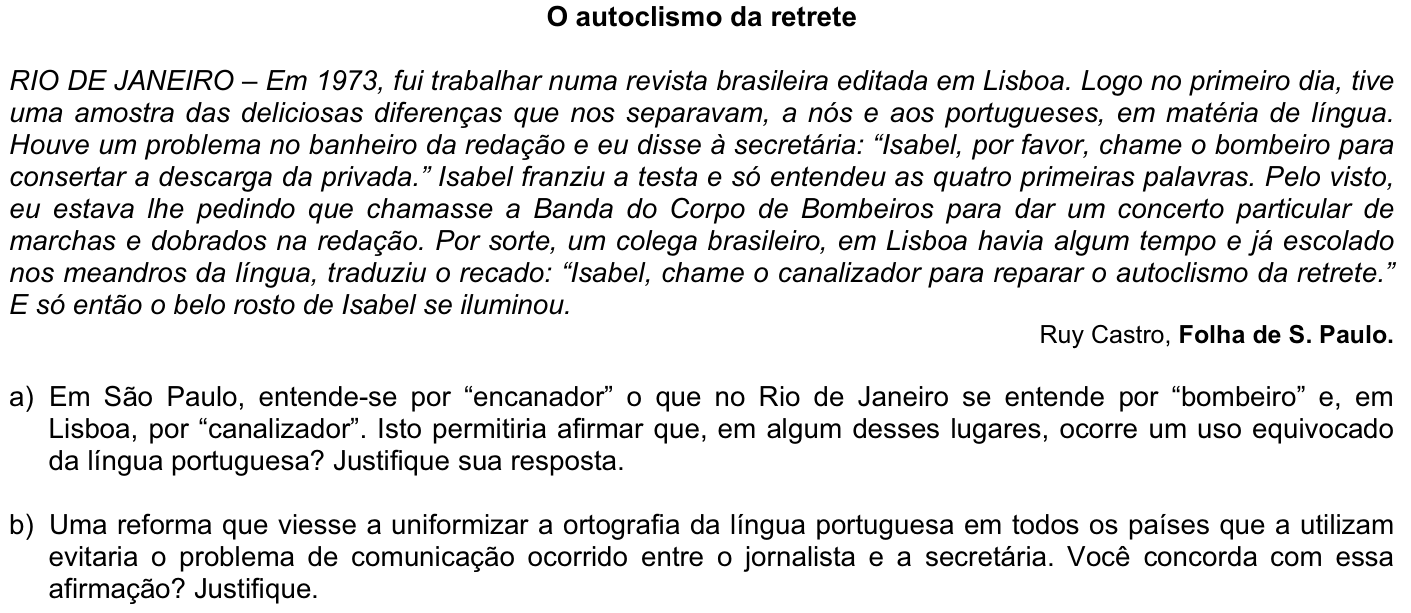 Questão P04 no caderno Português da 2ª fase da FUVEST 2008