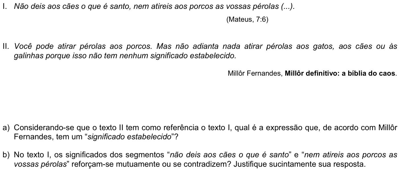 Questão P06 no caderno Português da 2ª fase da FUVEST 2008