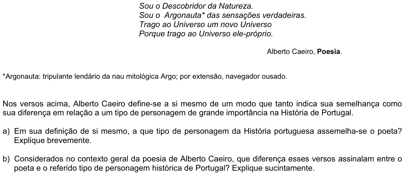 Questão P08 no caderno Português da 2ª fase da FUVEST 2008