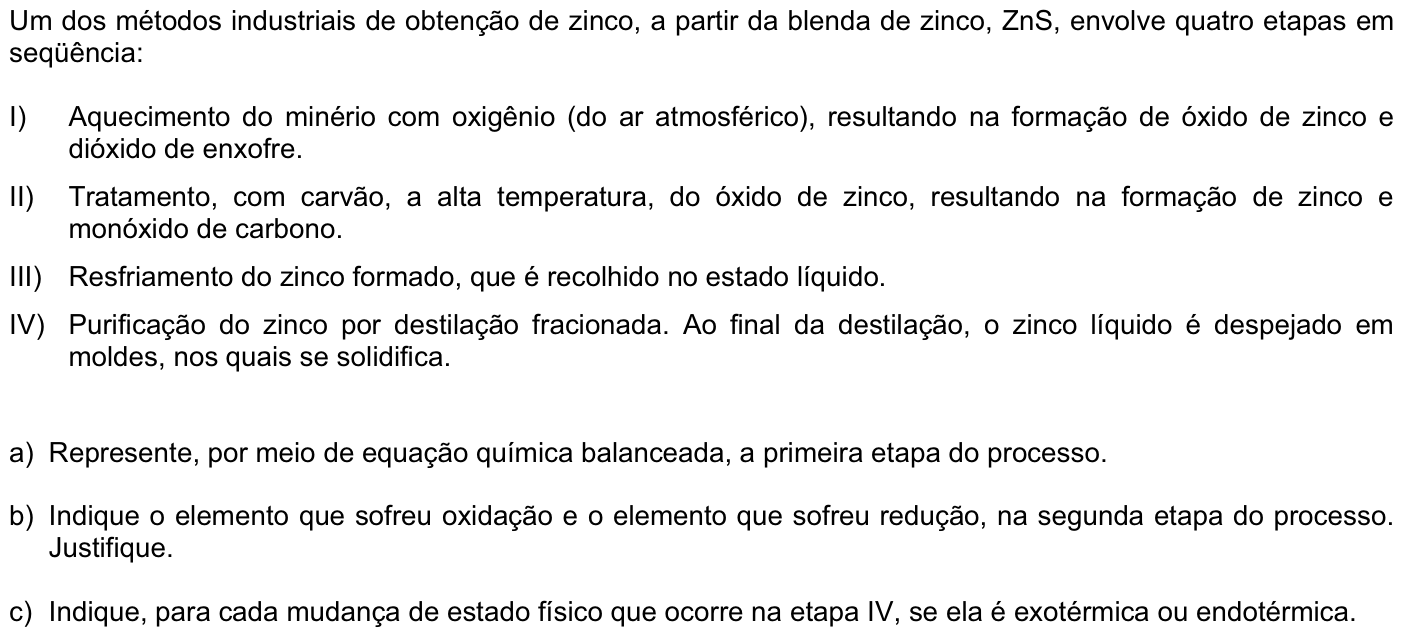 Questão Q02 no caderno Química da 2ª fase da FUVEST 2008