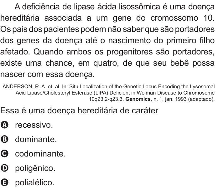 Questão 132 no caderno Amarelo do ENEM 2021