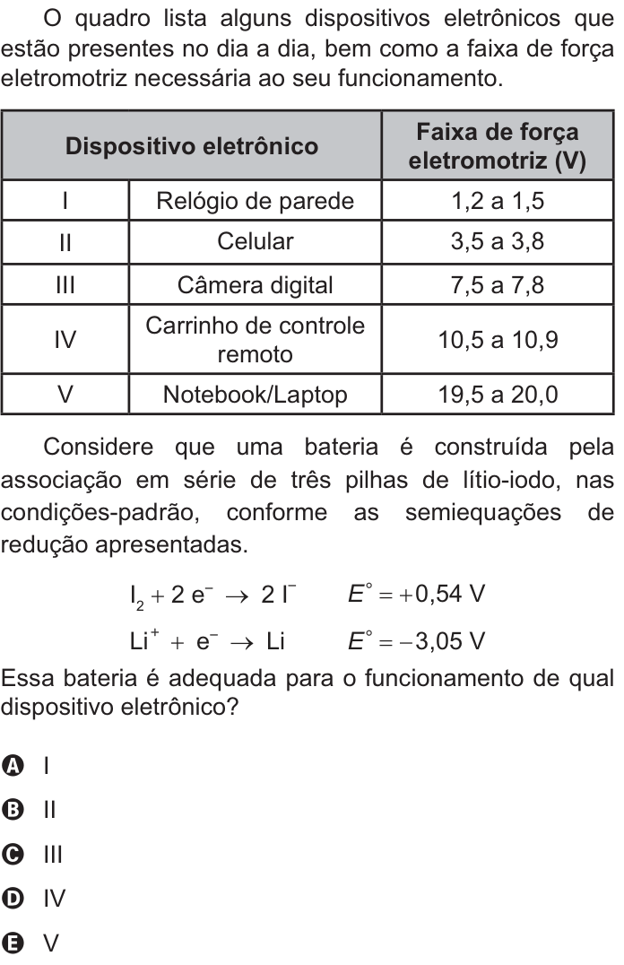 Questão 133 no caderno Amarelo do ENEM 2021