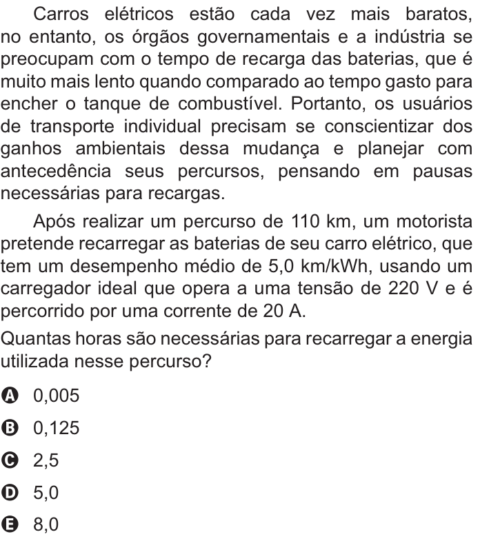Questão 128 no caderno Amarelo do ENEM 2021