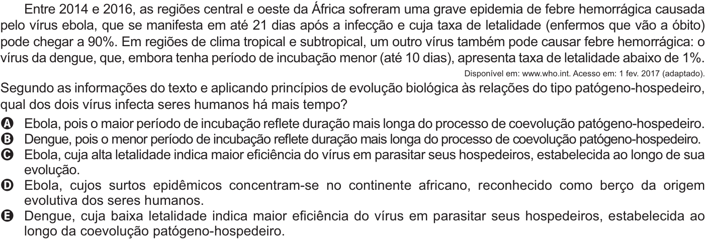 Questão 121 no caderno Amarelo do ENEM 2021