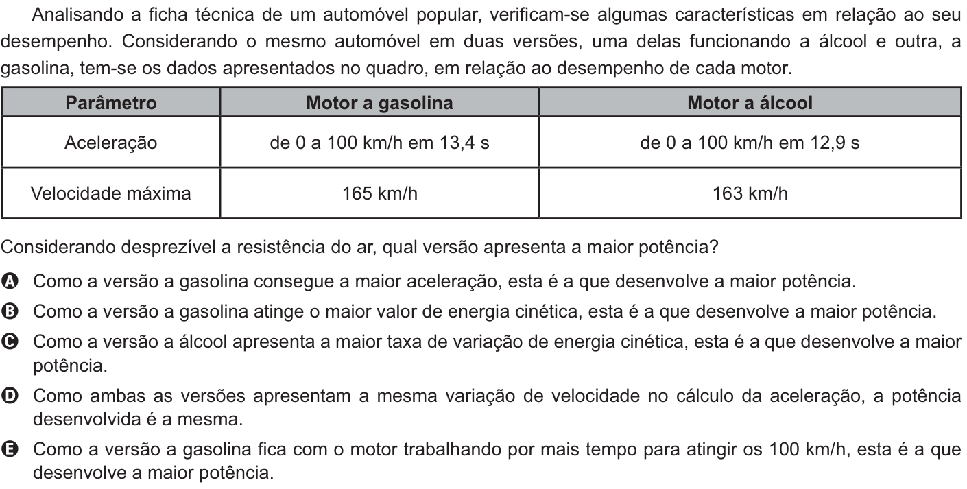 Questão 107 no caderno Amarelo do ENEM 2021