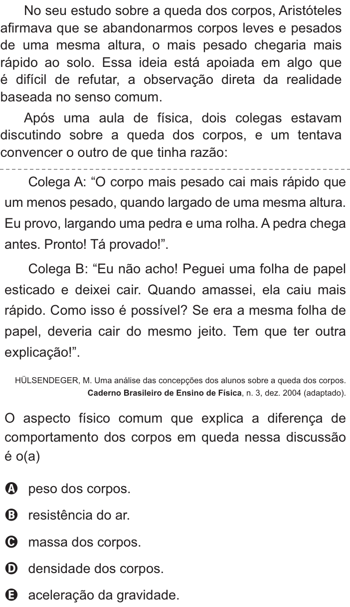Questão 100 no caderno Amarelo do ENEM 2021
