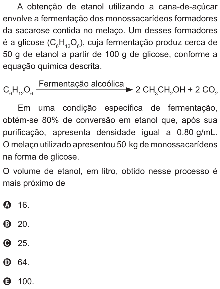 Questão 101 no caderno Amarelo do ENEM 2021
