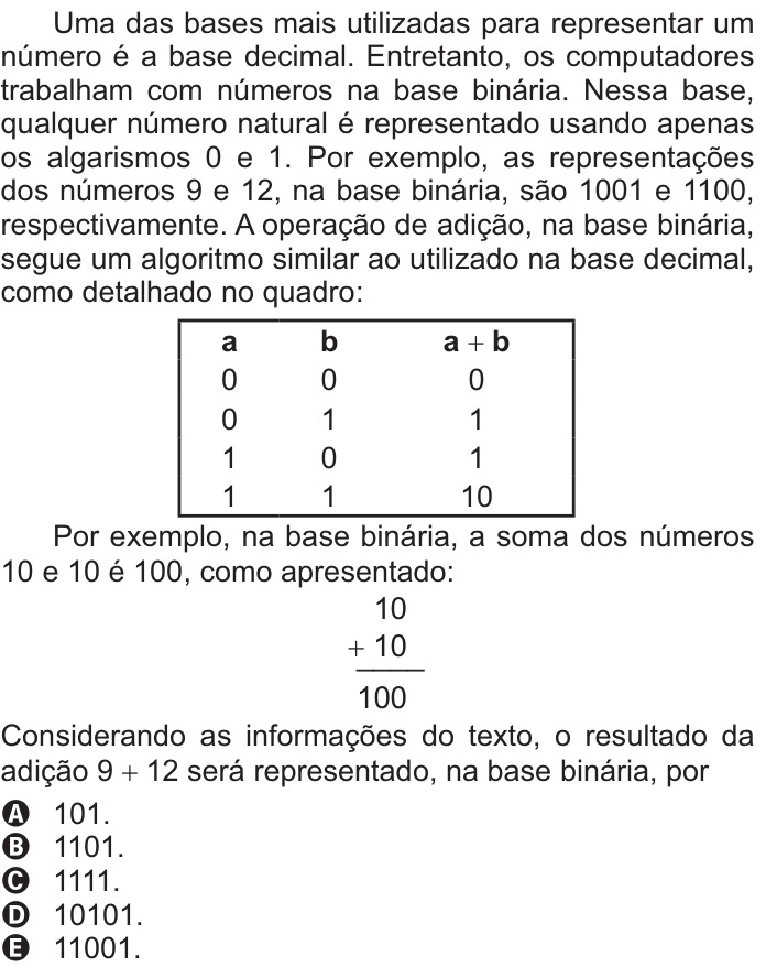 Questão 177 no caderno Amarelo do ENEM 2021