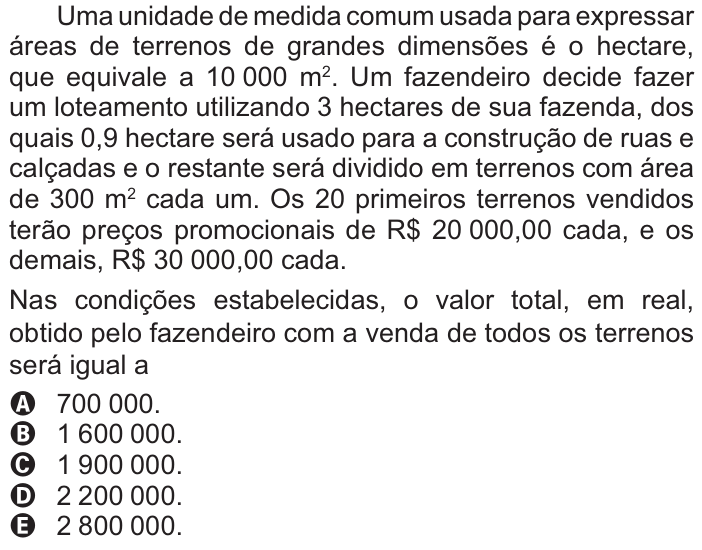 Questão 178 no caderno Amarelo do ENEM 2021