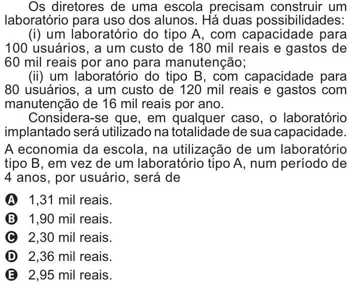 Questão 180 no caderno Amarelo do ENEM 2021