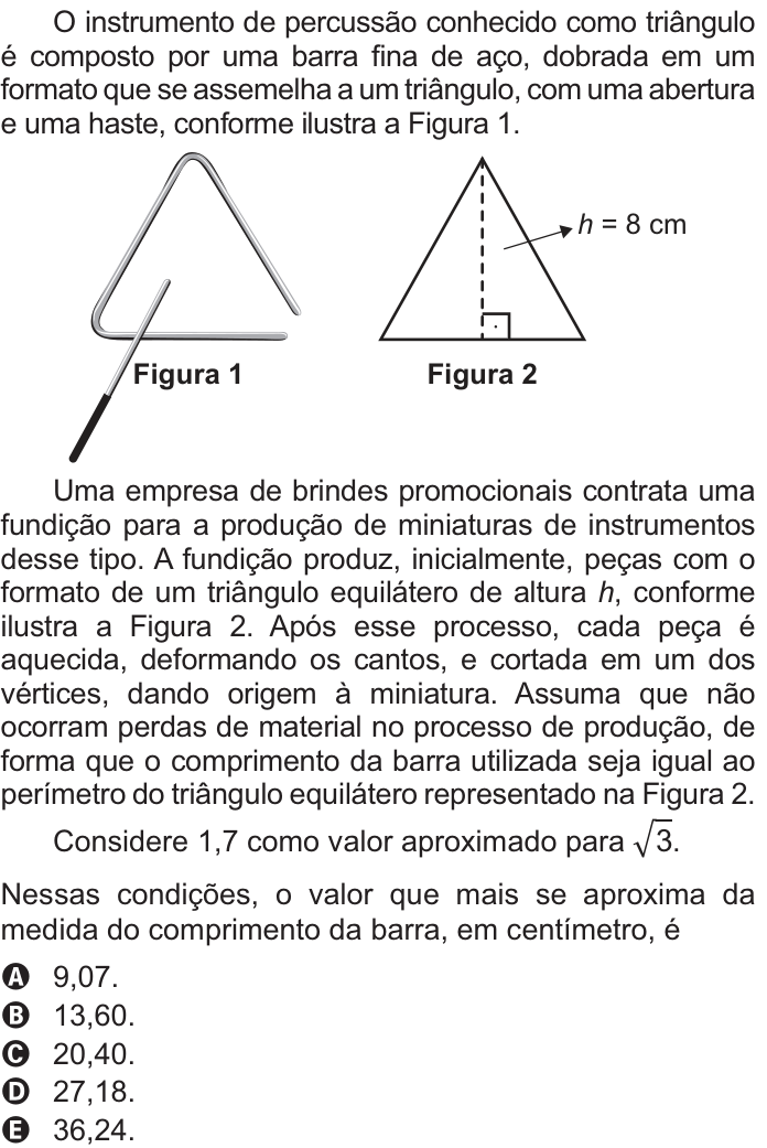 Questão 169 no caderno Amarelo do ENEM 2021