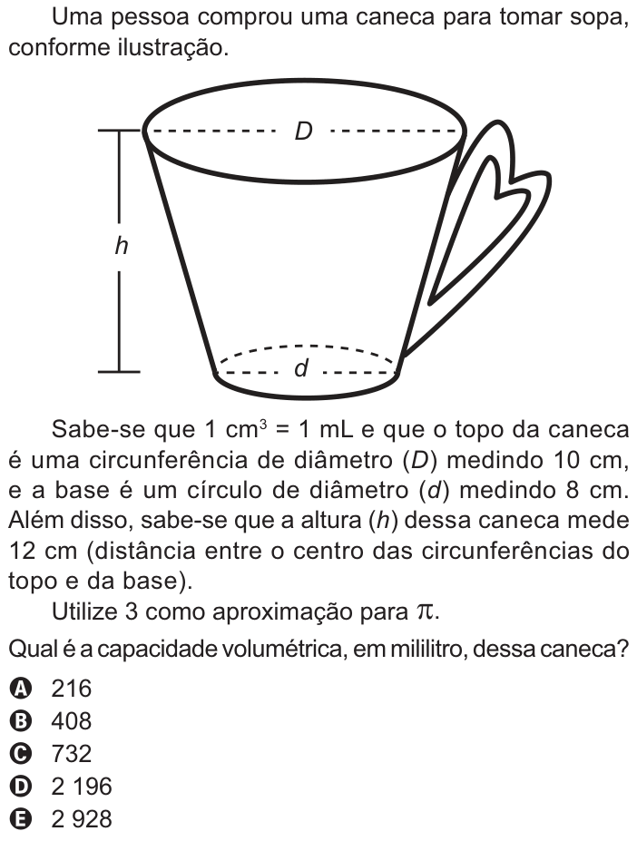 Questão 170 no caderno Amarelo do ENEM 2021