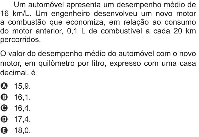 Questão 165 no caderno Amarelo do ENEM 2021