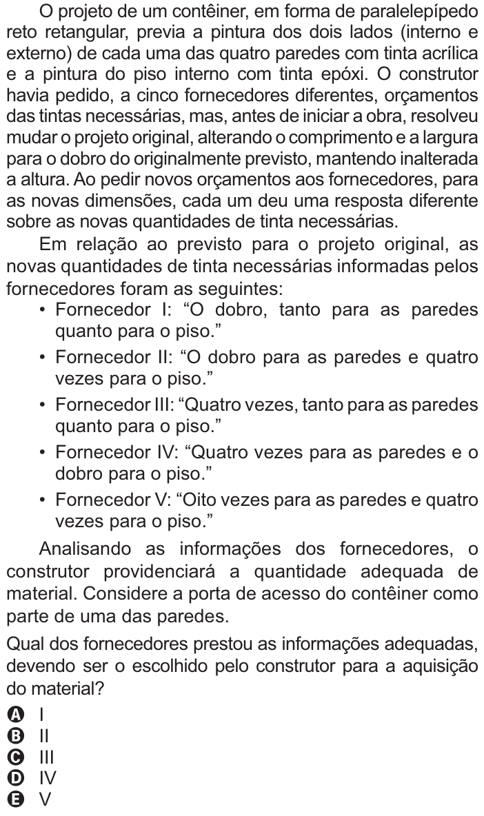Questão 166 no caderno Amarelo do ENEM 2021