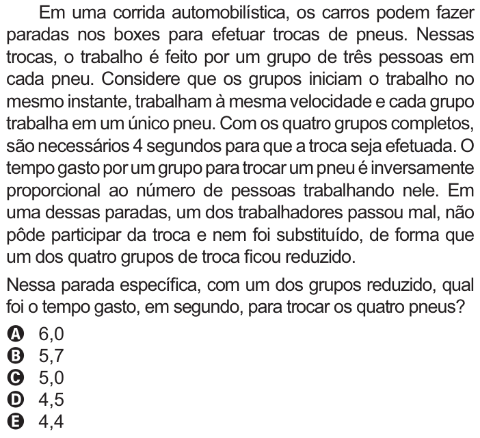 Questão 159 no caderno Amarelo do ENEM 2021