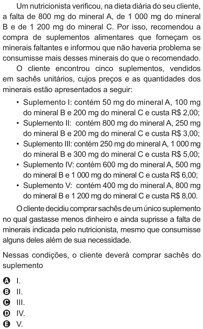Questão 160 no caderno Amarelo do ENEM 2021