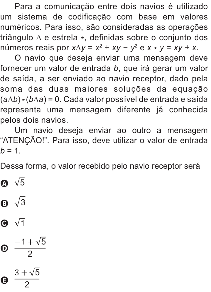 Questão 152 no caderno Amarelo do ENEM 2021
