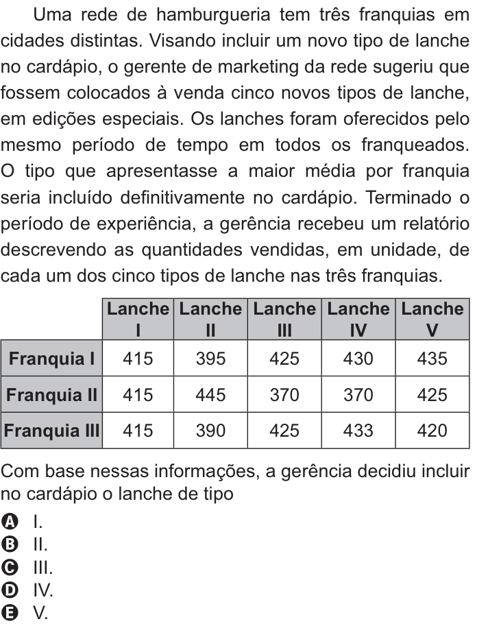 Questão 139 no caderno Amarelo do ENEM 2021