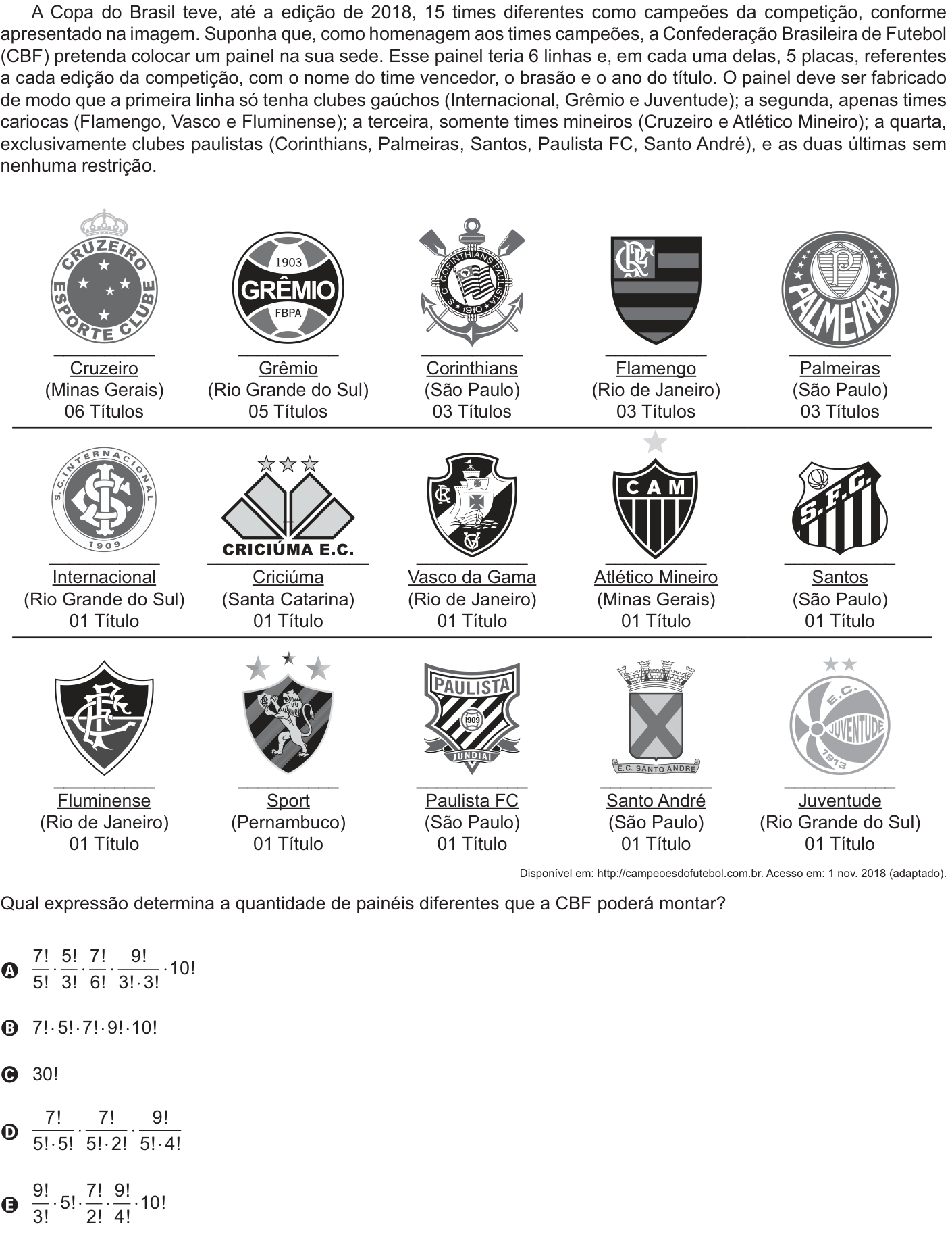 Questão 138 no caderno Amarelo do ENEM 2021