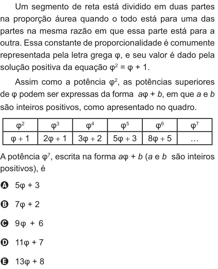 Questão 136 no caderno Amarelo do ENEM 2021