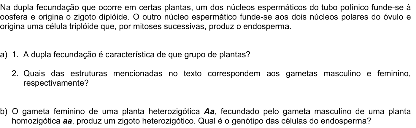 Questão B01 no caderno Biologia da 2ª fase da FUVEST 2007