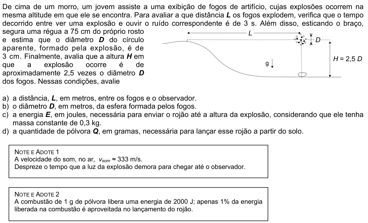 Questão F01 no caderno Física da 2ª fase da FUVEST 2007