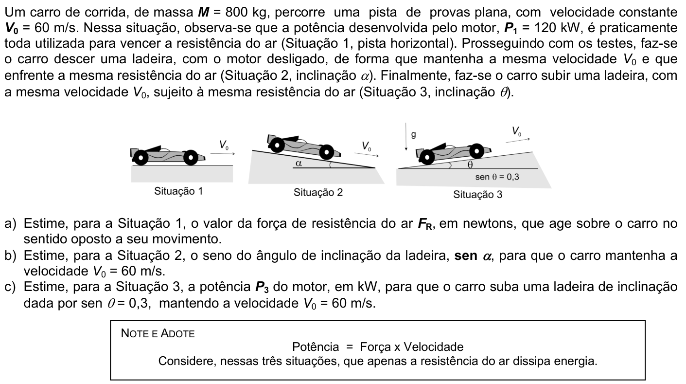 Questão F02 no caderno Física da 2ª fase da FUVEST 2007