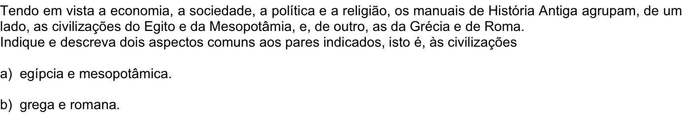 Questão H01 no caderno História da 2ª fase da FUVEST 2007
