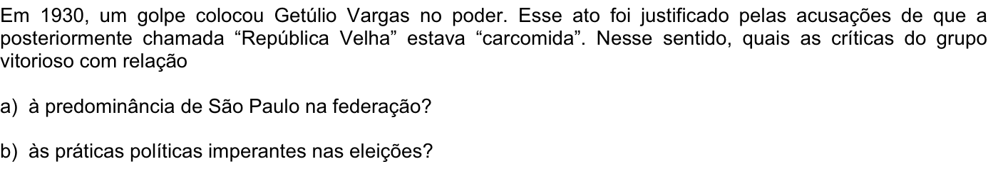 Questão H09 no caderno História da 2ª fase da FUVEST 2007