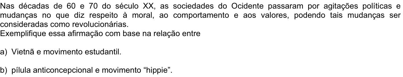 Questão H10 no caderno História da 2ª fase da FUVEST 2007