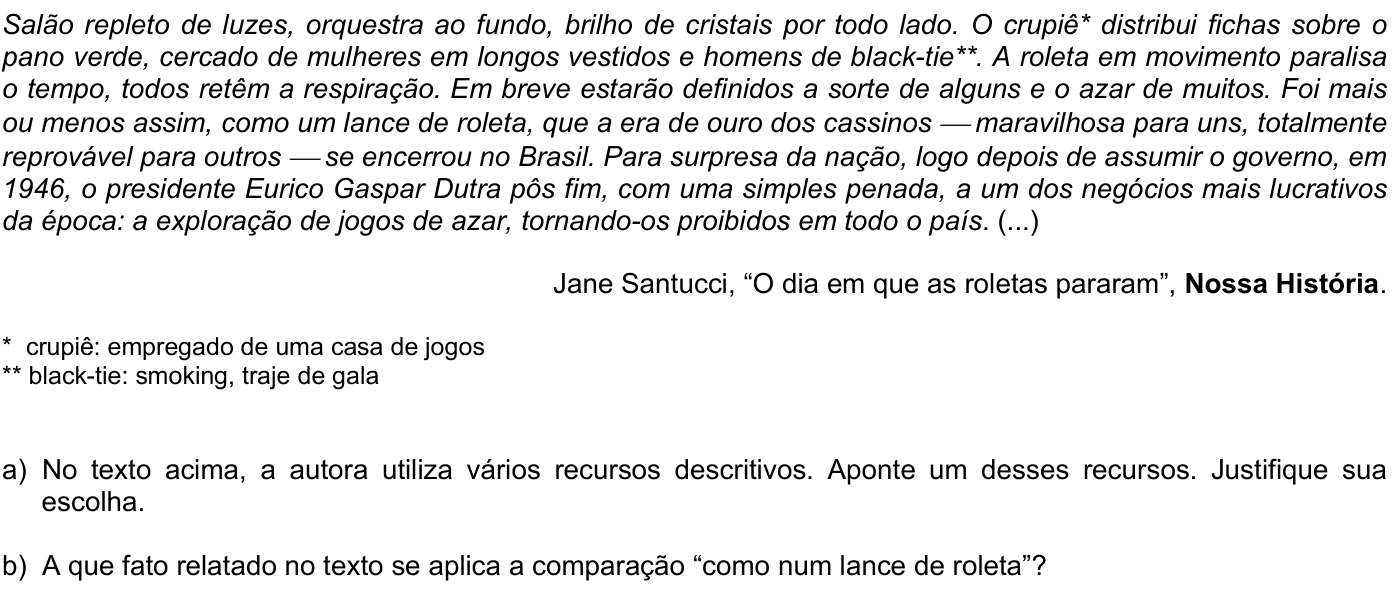 Questão P01 no caderno Português da 2ª fase da FUVEST 2007