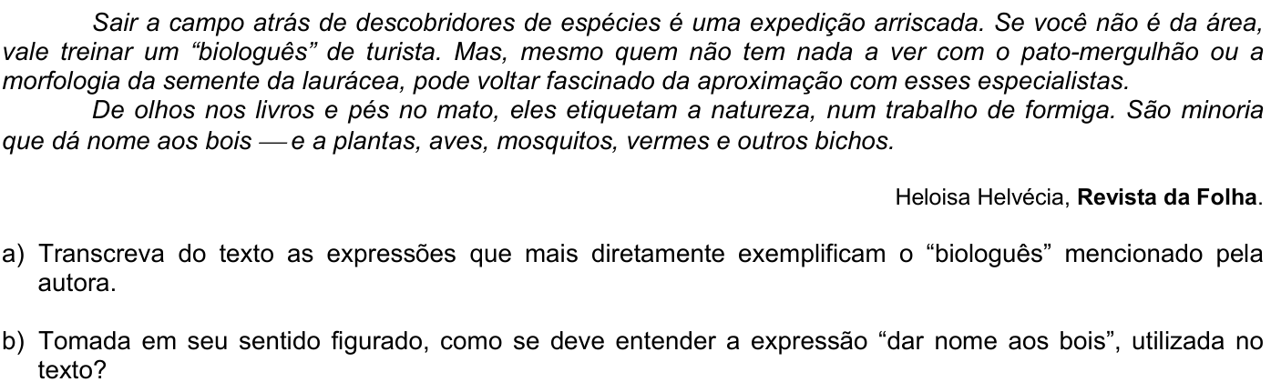 Questão P02 no caderno Português da 2ª fase da FUVEST 2007